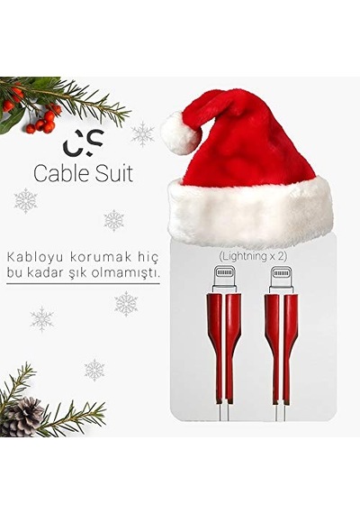 İphone Lighting, Kablo Koruyucu, Konnektör 2'li Kırmızı Diğer