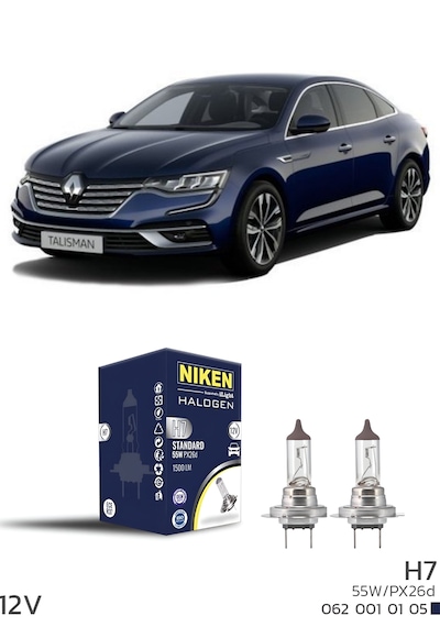 Renault Talisman 2015-2022 Kısa Far Ampulü H7 Halojen Ampul 12v 55w 2 Adet 3200k Güçlü Net Işık Ysl