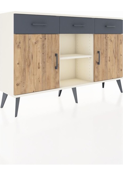 Arges Konsol 3 Raflı 3 Çekmeceli 3 Kapaklı 132x30x83 Aytaşı-çam/antrasit Çam/antrasit Arges Konsol 3 Raflı 3 Çekmeceli 3 Kapaklı 132x30x83 Aytaşı-çam/antrasit Çam/antrasit
