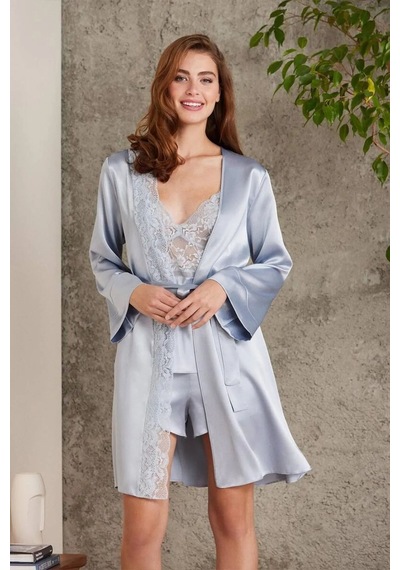 Pierre Cardin 7015 Kadın Dantelli Saten 4'lü Set-mist