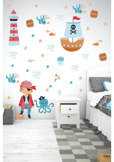 MSticker Korsan Ve Deniz Figürleri Çocuk Ve Bebek Odası Sticker