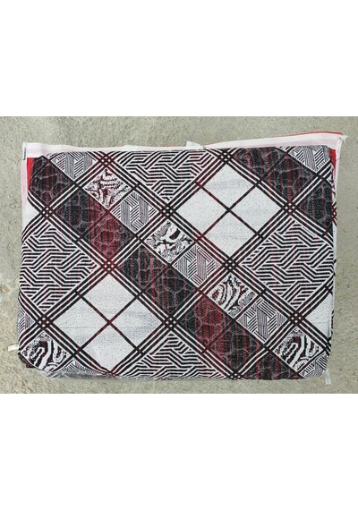 Polo Life Savan 4m2 Pamuklu Lastiksiz Halı Örtüsü-kareli Bordo Bordo