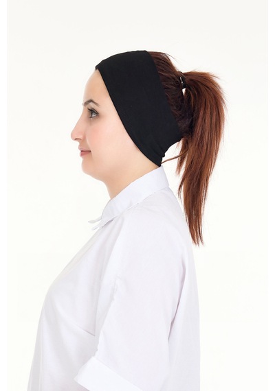 Sensu Dikişsiz Kadın Penye Tesettür Bandana Spor Saç Bandı Sıyah