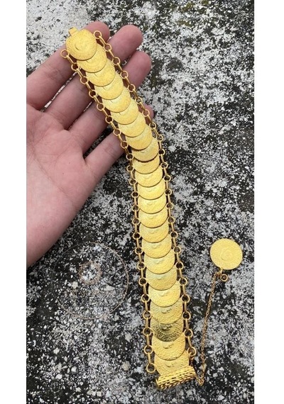Omar Silver Kadın 925 Ayar Gümüş 23 Çeyrekli Gerçek Altın Kaplama Gümüş Bileklik