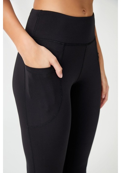 Los Ojos Kadın Siyah Yüksek Bel Toparlayıcı Çift Cepli Ispanyol Paça Tayt Bootcut Siyah
