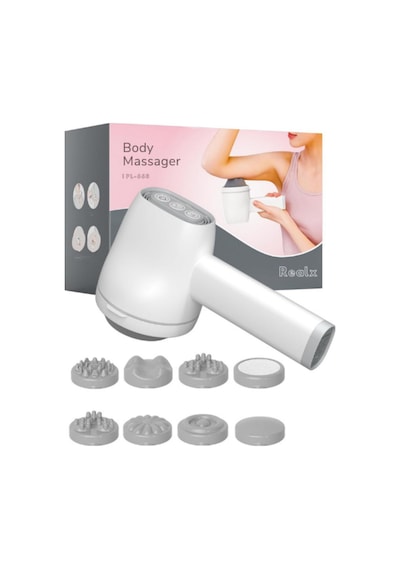 Realx Şarjlı 8 Başlıklı 5 Modlu Tüm Vucüt Masaj Aleti Body Massan Beyaz