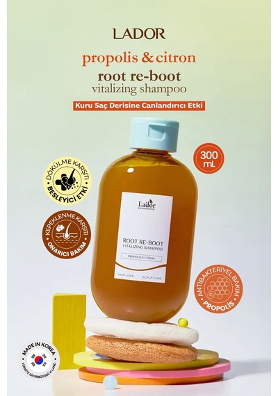Lador Dökülme Karşıtı Canlandırıcı Yoğun Nemlendirici Saç Bakım Şampuan LADOR Root Re-Boot Propolis Citron