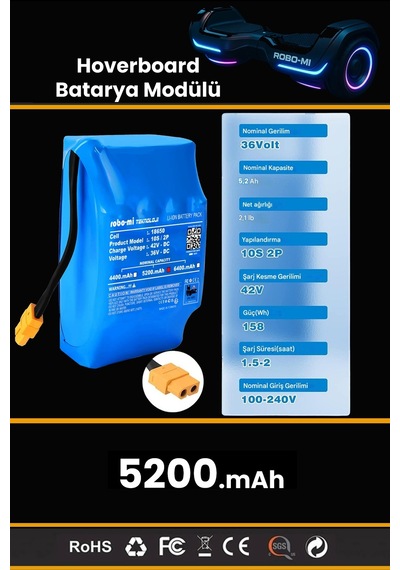 Hoverboard 5200mAh Elektrikli Kaykay Bataryası