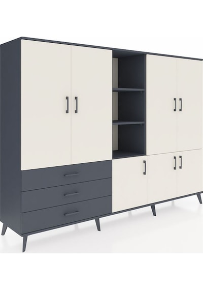 Hyperion Dolap 11 Raflı 3 Çekmeceli 7 Kapaklı 220x44x163 Antrasit Antrasit-aytaşı/antrasit Hyperion Dolap 11 Raflı 3 Çekmeceli 7 Kapaklı 220x44x163 Antrasit Antrasit-aytaşı/antrasit