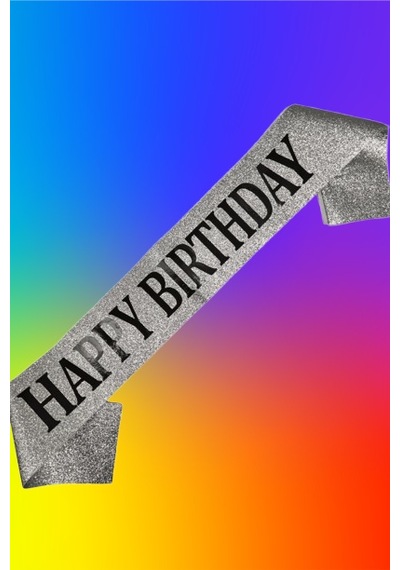 Doğum Günü Parti Kuşağı Happy Birthday Yazılı Gümüş Simli Kumaş Üzerine Siyah Baskılı Doğum Günü Aksesuarı Diğer