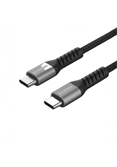 Sharge Örgülü USB-C to USB-C 240W Hızlı Şarj Kablosu - Siyah