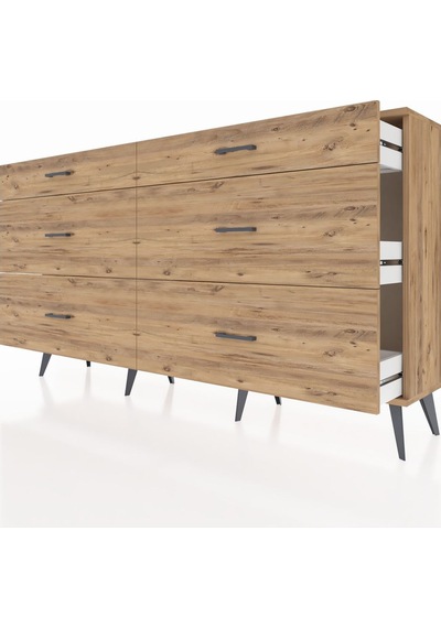 Arges Konsol 6 Çekmeceli 176x30x99 Çam-çam Çam-çam