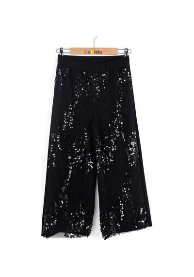 Zekids Kız Çocuk Pul Payet Pantolon-16148 Siyah