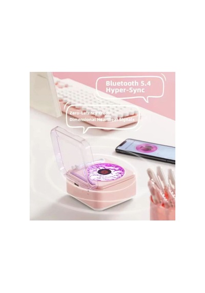 Tedar Nostalji Mini Plak Görünümlü Radyolu Bluetooth Hoparlör 3d Ses Dalgası Retro Müzik Plak Pembe Najmaddin