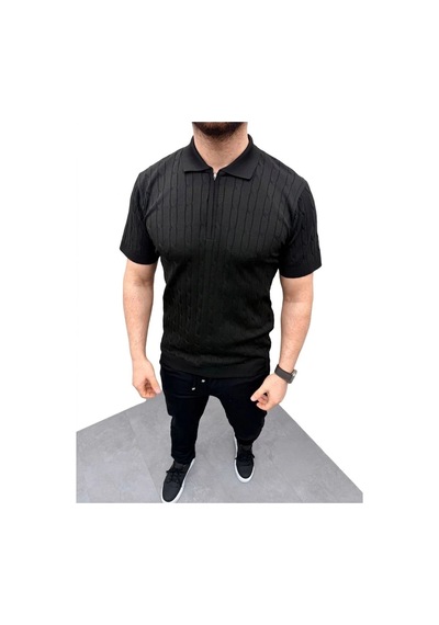 Erkek Yazlık Triko Dokuma Tişört Kısa Kol Bisiklet Yaka Örgü Desenli T-shirt - Bej