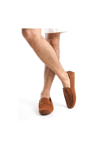 Mubiano Hakiki Deri Erkek Süet Taba Loafer -mssr1277-tb Taba