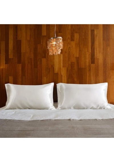 Beyaz Ekru Ipek Saten Yastık Kılıfı 50 X 70 2'Li N11.168