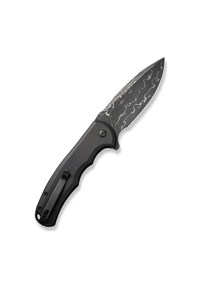 Civivi Button Lock Praxis Aluminum Black Damascus Kamp Çakı Siyah