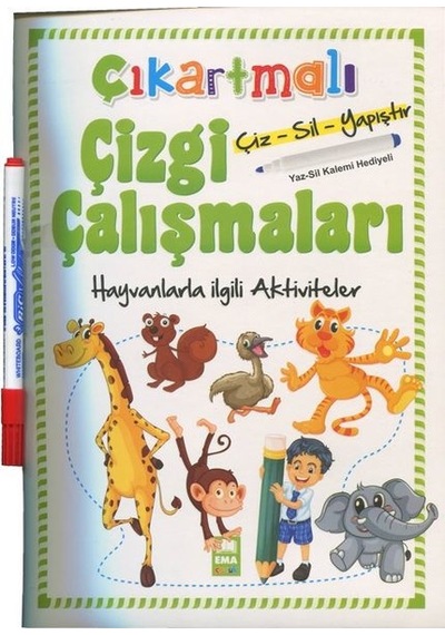 Çıkartmalı Çizgi Çalışmaları Hayvanlarla İlgili Aktiviteler- Ema Çocuk