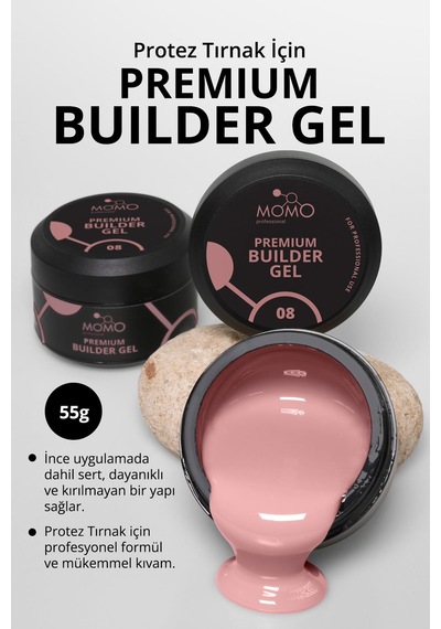 Momo Professional Premium Builder Gel Protez Tırnak Jeli No.08 Gül Kurusu 55 gr