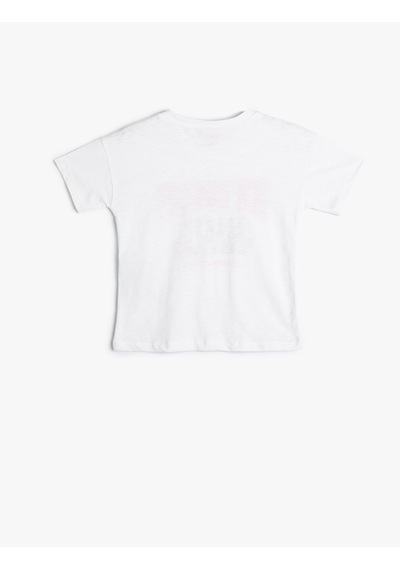 Koton Tişört Kısa Kollu Bisiklet Yaka Şehir Baskılı Pamuklu Ekru 4smb10120tk Ekru