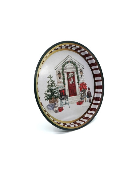 Yılbaşı Temalı Metal Tepsi, 31.5 Cm Ez197-1s Desenli