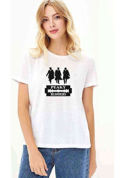 Peaky Blinders Tommy Shelby Jilet Baskılı Beyaz Kadın Tshirt