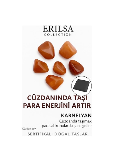 Sertifikalı Cüzdan Boy Tamburlanmış Karnelyan Akik Taşı Kütle - Günlük Enerji Ve Özgüven Desteği