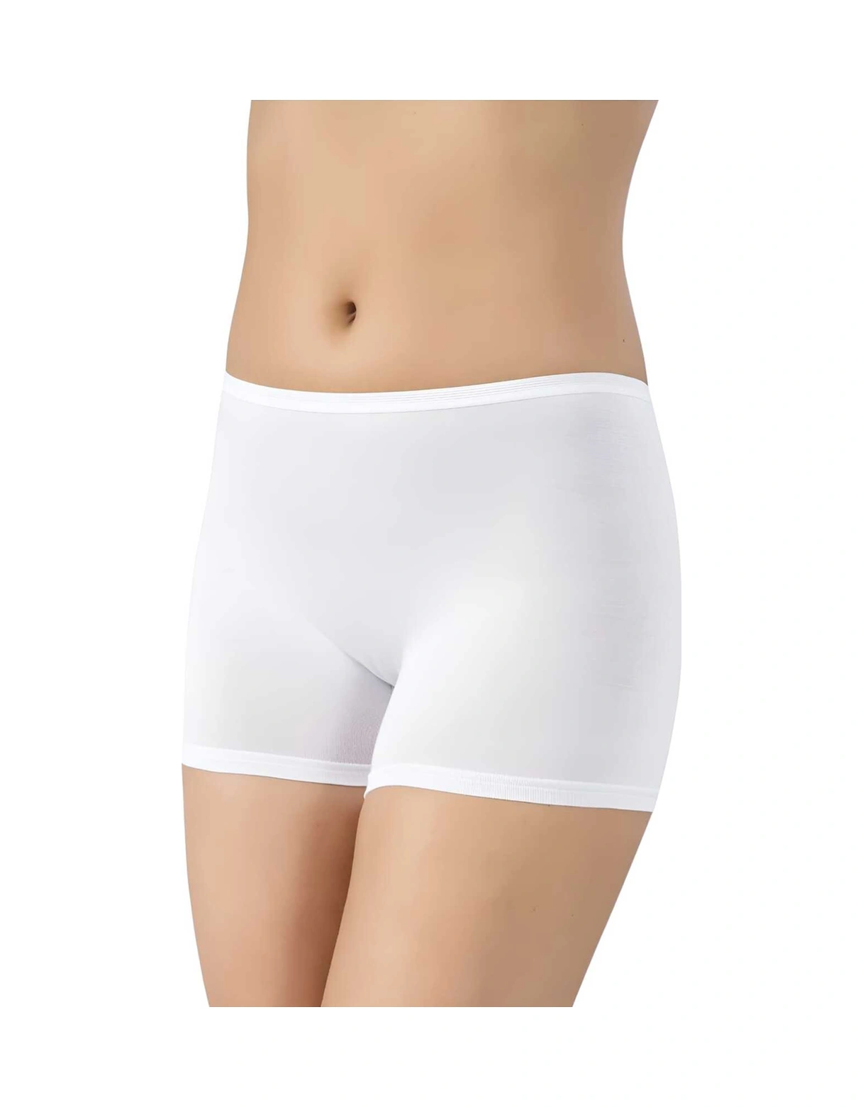 Tezzgelsin Kadın 6'lı Bambu İz Yapmaz Boxer Şort Külot Beyaz