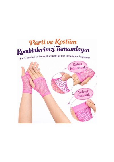 80 Ler 90 Lar Retro Neon Pembe File Parmaksız Kısa Eldiven 11 Cm Acı Kahverengi