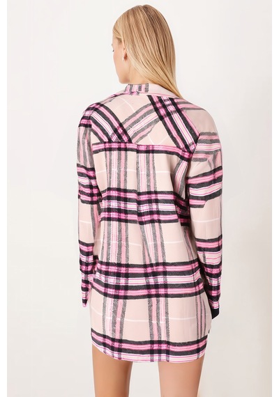 Armonika Kadın Açık Bej Erkek Yaka Yanları Yırtmaçlı Oversize Ceket Arm-26k001009