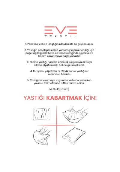 Eve Tekstil 5 Adet Micro Silikon Elyaf Nonwovenyastık 50x70cm 700 Gr