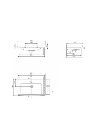 Turkuaz Seramik Cerastyle Porto Etajer Uyumlu Lavabo 65 x 38 CM