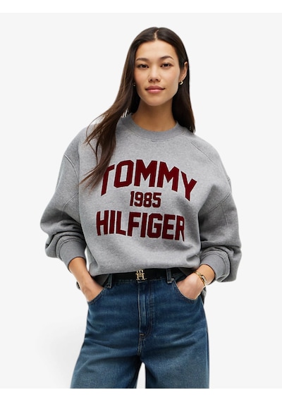 Tommy Hilfiger Varsıty Flock Rlxd Swt Kadın Gri Sweatshirt - Ww0ww51651