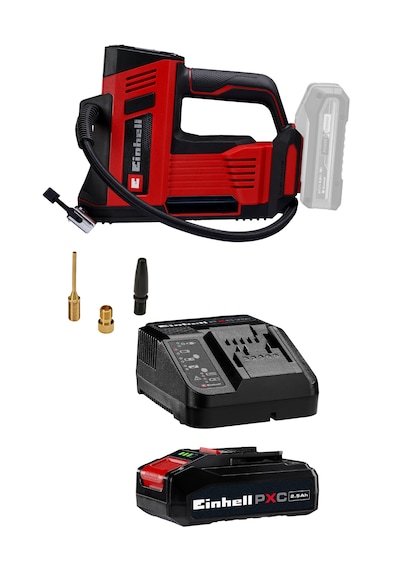 Einhell CE-CC 18/23 D Li, Akülü Oto Hava Kompresörü Seti (2,5 Ah Akü ve Şarj Cihazı Dahildir)
