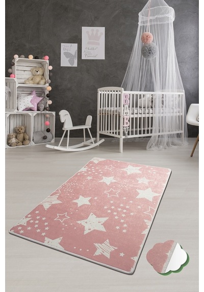 Stars 140X190 Pembe Çocuk Ve Bebek Halısı Pembe