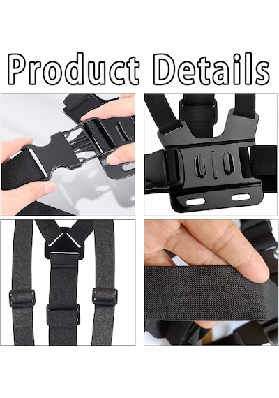 Aksiyon Kamerası Ve Telefon Uyumlu Göğüs Bağlantı Askısı Chesty Kemer Seti - Gopro, Sjcam, İphone, Android Uyumlu Chest Mount Holder Gri - Siyah