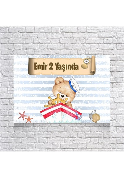 Denizci Ayıcık Temalı Doğum Günü Afişi 100x150 Cm