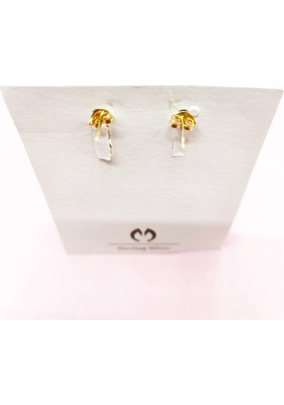 Oriental Kuyumculuk Jewellery Taşlı Altın Rengi Gümüş Küpe Altın