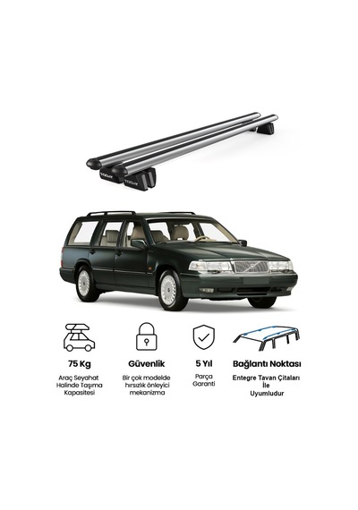 Pençe Volvo 960 Sw 1991-1998 Uyumlu Gri Ara Atkı Port Bagaj Tavan Barı