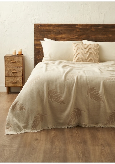 Bella Maison Amaya Pamuklu Çift Kişilik Yatak Örtüsü Bej 200x220 Cm Bej - Kahverengi