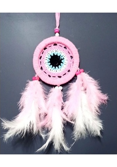 Pembe Dream Catcher Pembe Ve Beyaz Kuş Tüylü Düş Kapanı El Yapımı Duvar Süsü