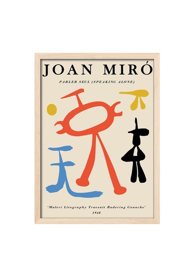 Joan Miro Doğal Ahşap Çerçeveli Poster, Dekoratif Sanatsal Duvar Tablosu