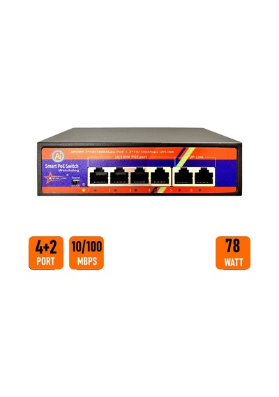 Ventus Starlink TS-L442GN 4 Port Poe + 2 Uplink 78 W 10/100 MBPS Switch