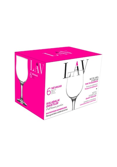 Lav Nevakar Cam Kırmızı Şarap Kadehi 6'lı 320 ml Ayaklı (Meşrubat Bardağı)