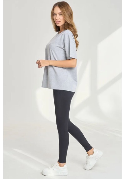 Uyguntarz Unisex Pamuklu Oversize Basic Tshirt Gri