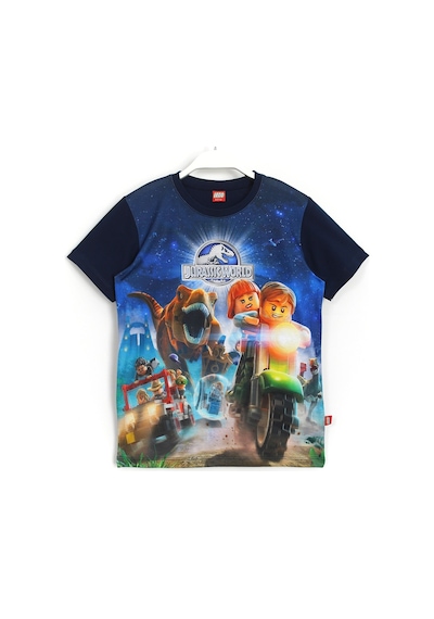 Dinazorlu Lego Jurassic World Oyun 3D Baskılı Kısa Kollu Yazlık Erkek Çocuk Tişört Lacivert