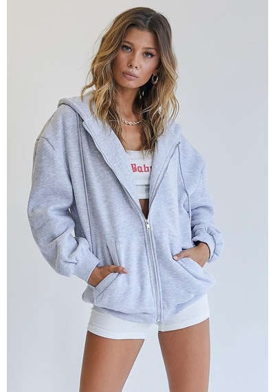 Madmext Mad Girls Karmelanj Kapüşonlu Şardonlu Sweatshirt Mg1223 Kar Melanj