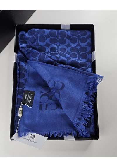 C Desen Yün İpek Şal İnce Kumaş Çift Taraflı Silk Scarfs Saks Mavi