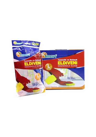 L Beden Temizlik Ve Bulaşık Eldiveni - Doğal Pamuk Astarlı - Plastik